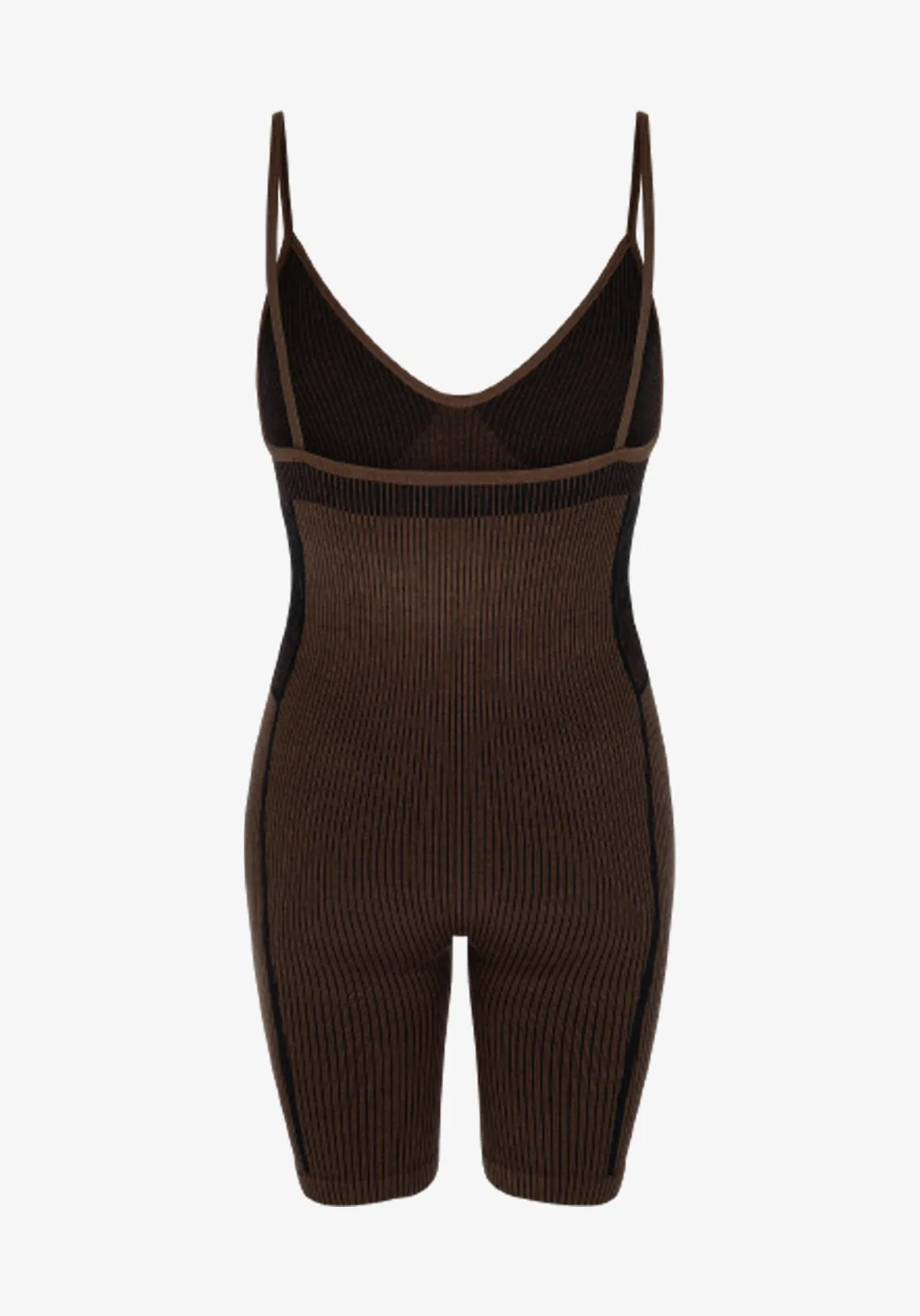 RIB PLAYSUIT CACAO/BLACK