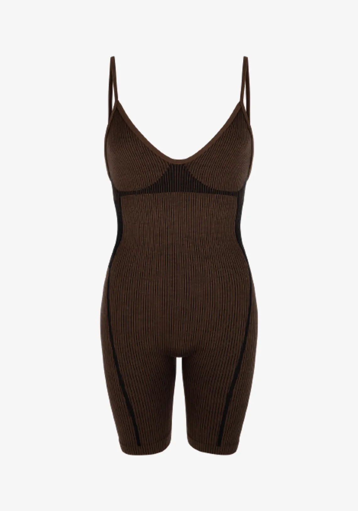 RIB PLAYSUIT CACAO/BLACK