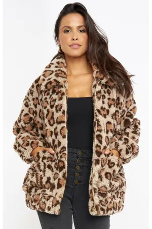 Show Me Your Mumu Cordelia Jacket In Leopard Faux Fleece