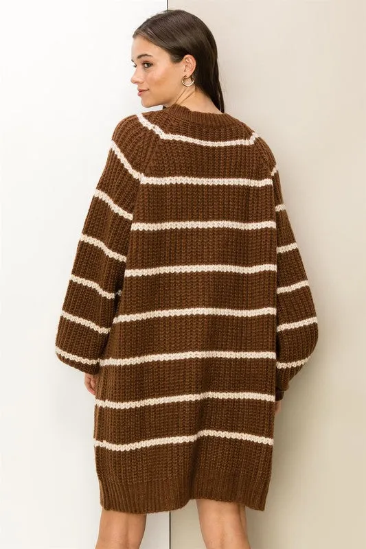 Suzanne Oversized Striped Cardigan Sweater - Brown or Cream