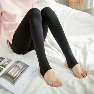 Thermal Stockings Woman Insulated Tights Legs Fake Translucent Warm Plush Lined Elastic Tights Black Sexy Stockings Winter Panty