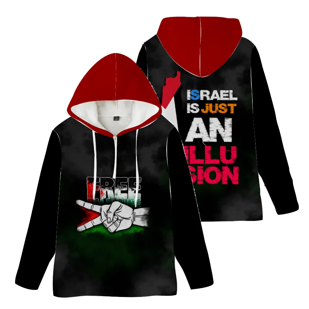 Unisex Black Hoodies Novelty with Zipper