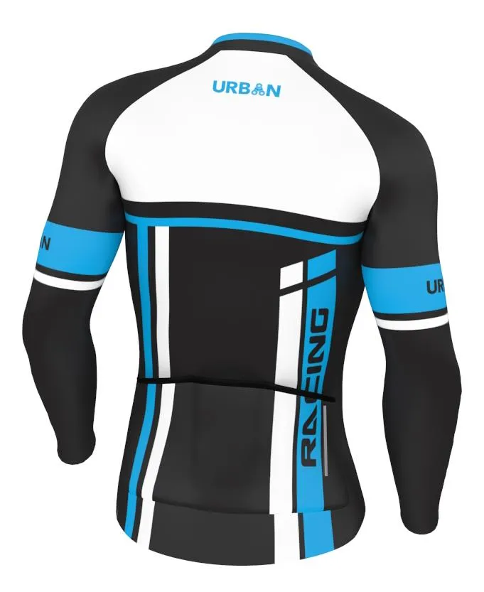 Urban Cycling Blue Super Roubaix Thermal Long Sleeve Jerseys / Bib Tights