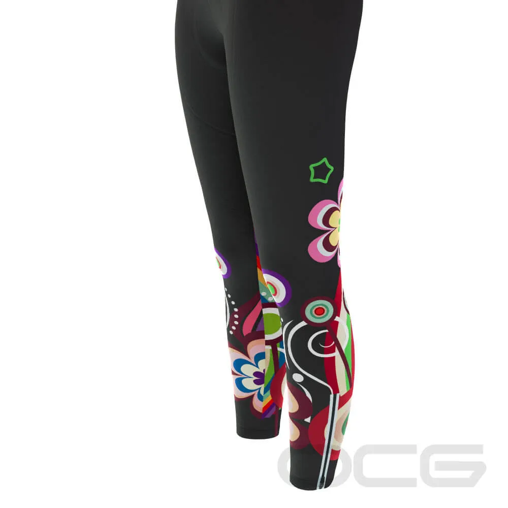 Women's Floral Swirl Gel Padded Cycling Bib-Tights