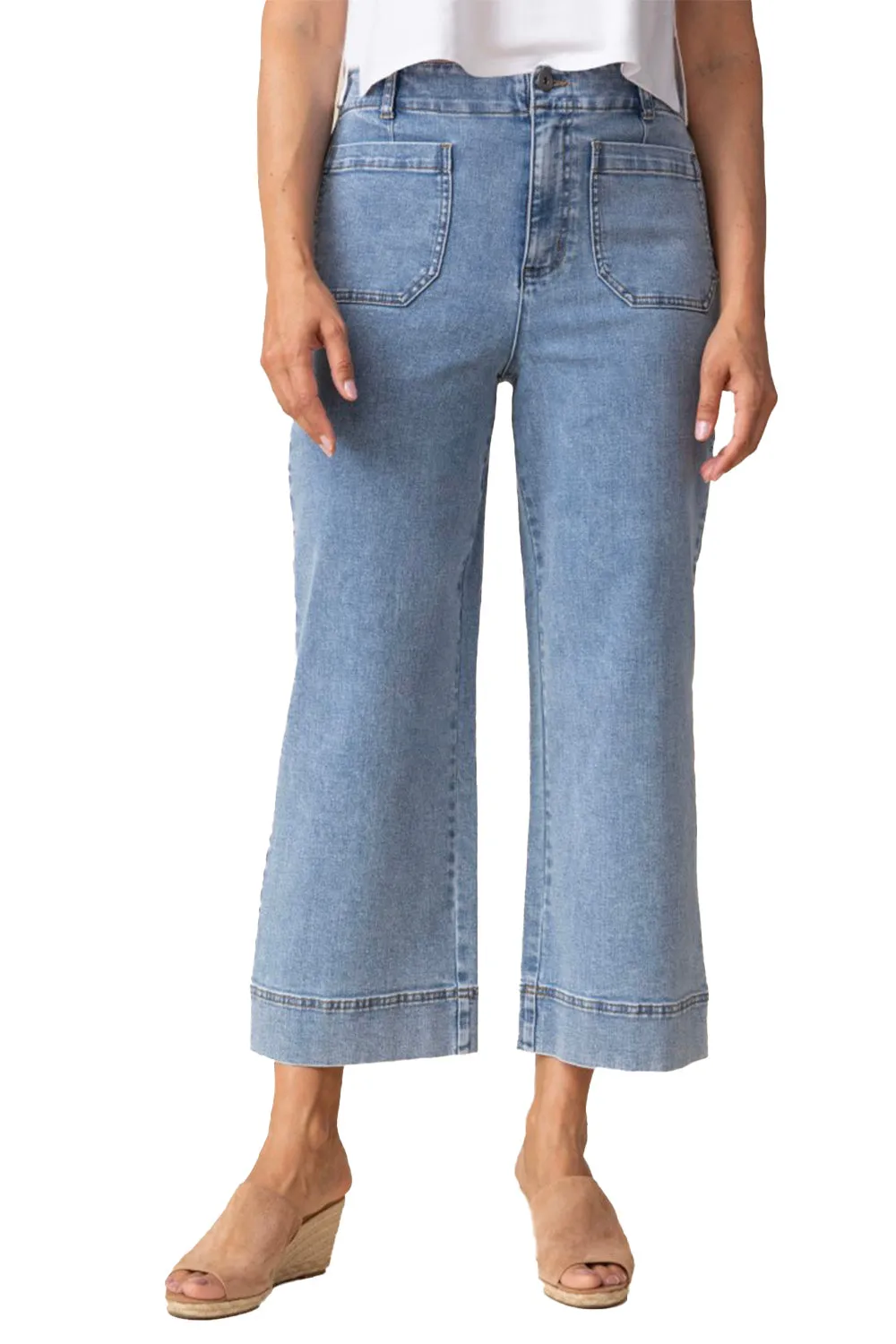 Women's Habitat Wide Leg Crop Stretch Light Denim